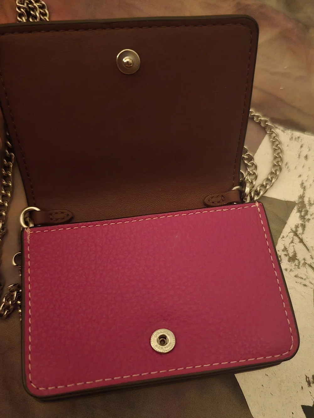 Coach Pink Pebbled Leather Studded Mini Chain Crossbody - Picture 4 of 6